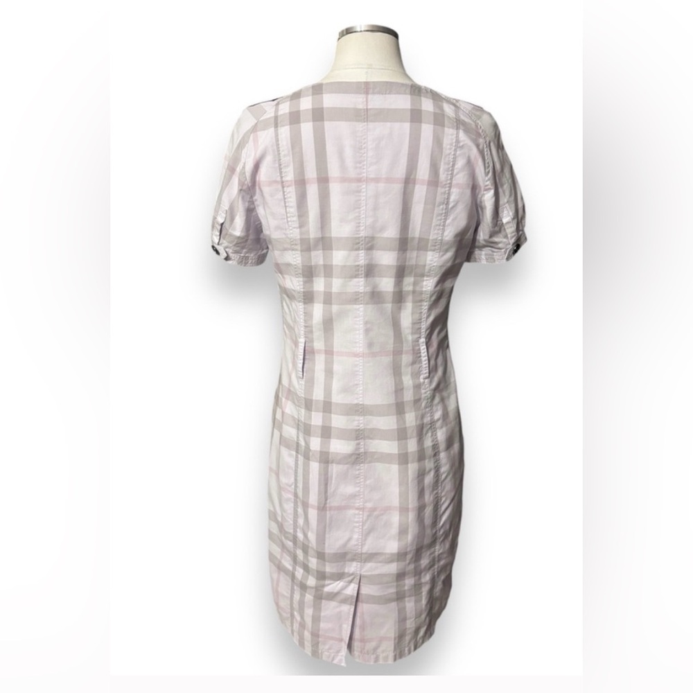 BURBERRY BRIT Lavender Pink Pastel Plaid Cotton Scoop Neck Shirt Dress - Picture 6 of 8